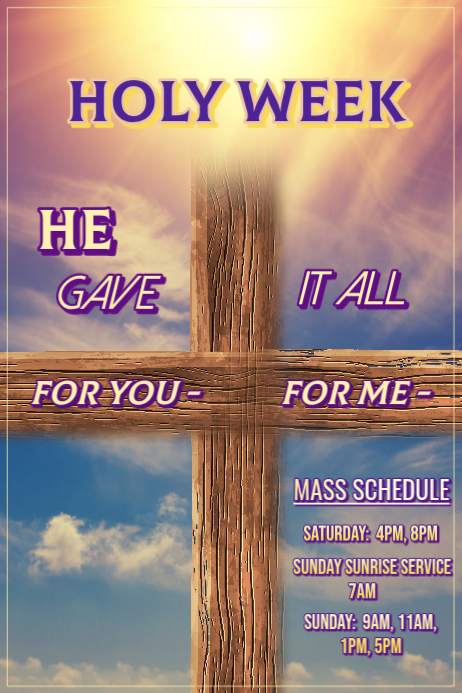 Holy Week Mass Schedule Posters Template | PosterMyWall