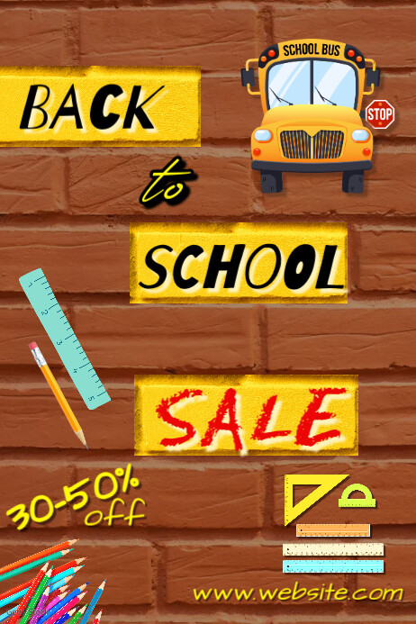 Brown/Yellow Maximalist Back to School Sale Poster Template | PosterMyWall