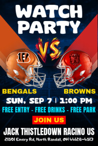 Browns Vs Bengals NFL Watch Party Poster Template
