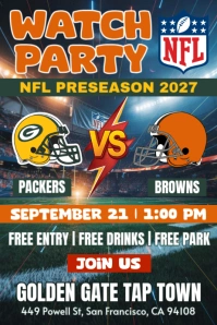 Browns Vs  Packers NFL 2025 Watch Party Instagram Story Template Póster