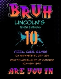 Bruh graffiti boys digital birthday Invitatio Flyer (Letter pang-US) template