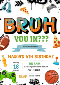 Bruh Teen Birthday Party Invitation A6 template