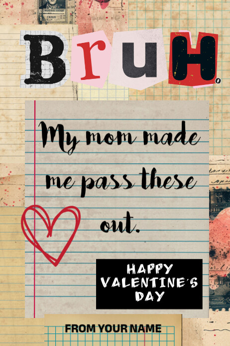 Bruh Valentine's Day Cards Banner 4' × 6' template