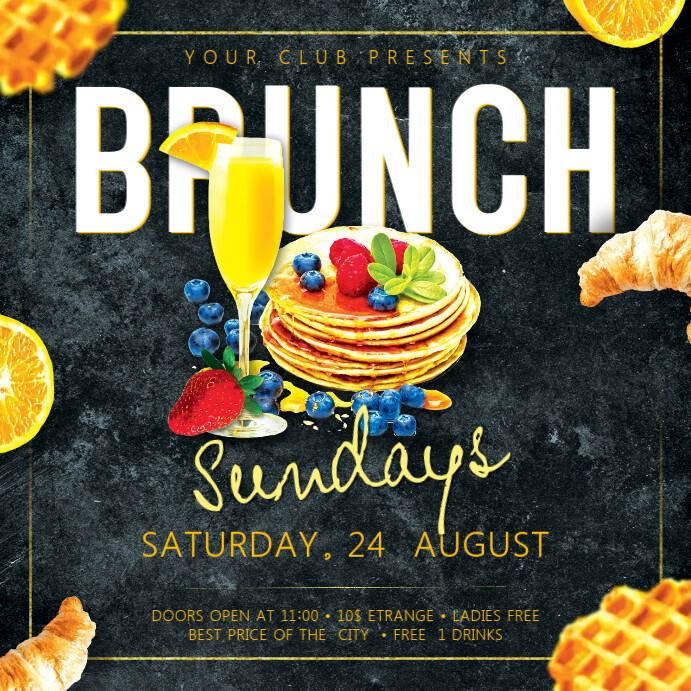 Brunch Flyer Сообщение Instagram template