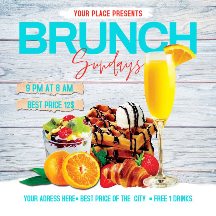 Brunch Flyer โพสต์บน Instagram template