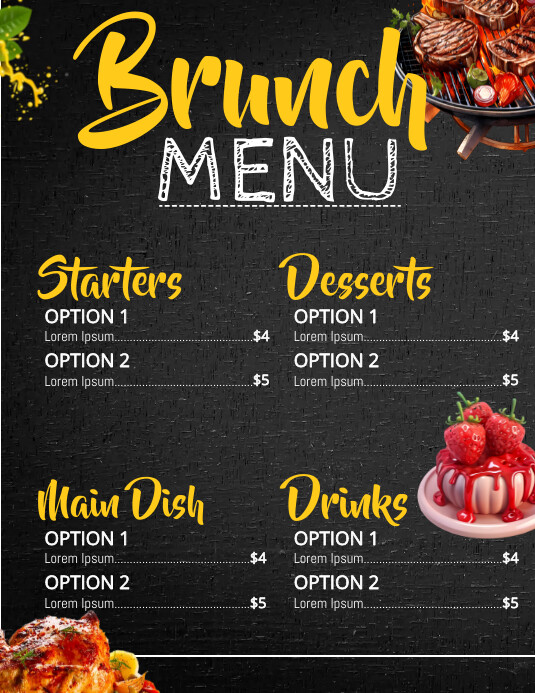 brunch menu Folheto (US Letter) template