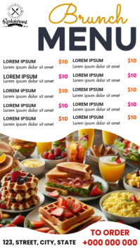 Brunch Menu Flyer Digitalt display (9:16) template