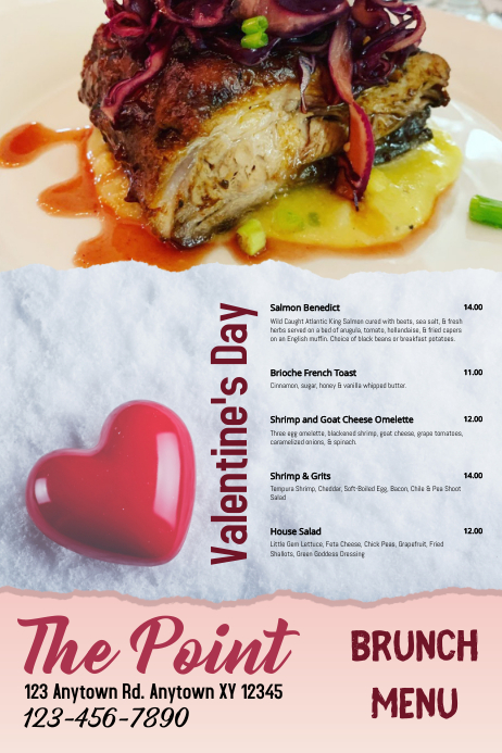 Brunch Menu Valentine's Day Plakat template