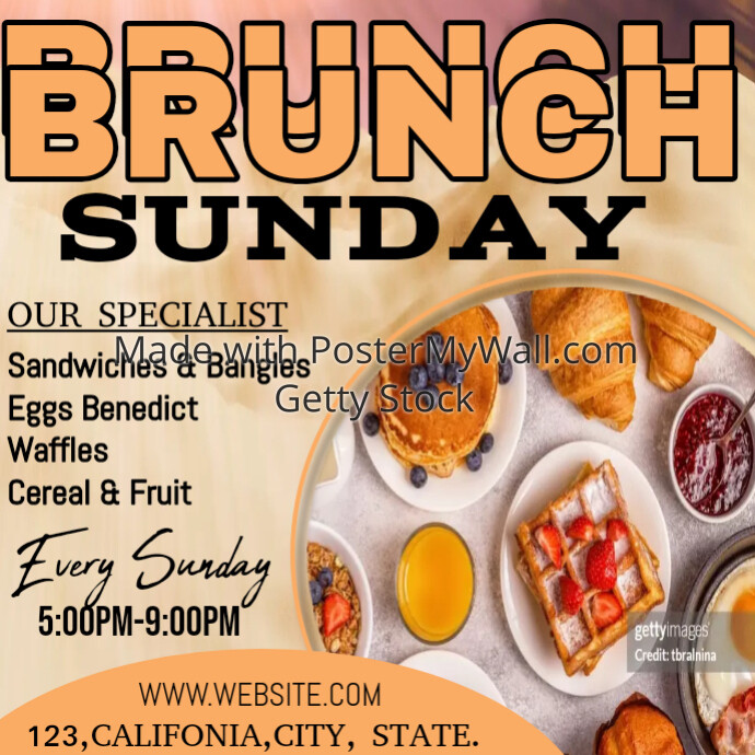 brunch sunday template restaurant invitation | PosterMyWall