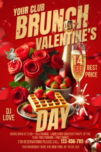 Brunch Valentine's Day Banner 4' × 6' template