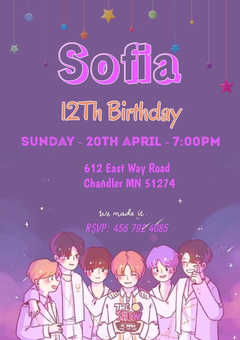 Plantilla de BTS birthday | PosterMyWall