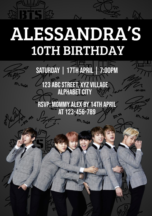 Modele Invitation D Anniversaire Bts Postermywall Modele Invitation D Anniversaire Bts Postermywall