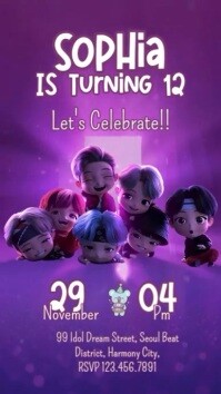 Black Bts Birthday Party A4 Template | PosterMyWall