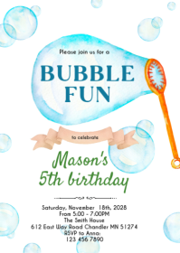 Bubble boy Birthday Invitation A6 template