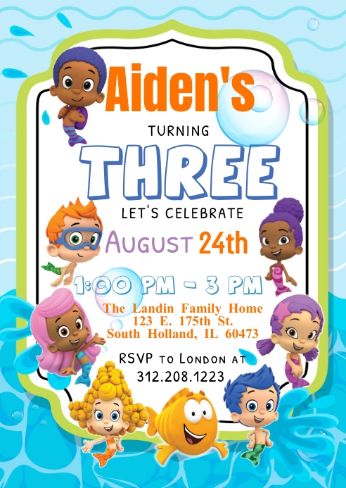 Bubble Guppies Birthday Banner Template
