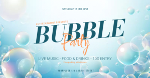 Bubble Party event promo template Immagine condivisa di Facebook