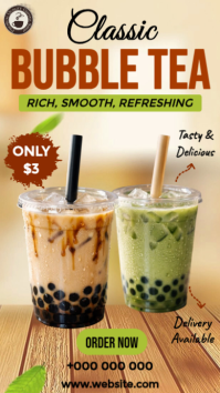 Marrón Bubble Tea Promotion Pantalla Digital Template