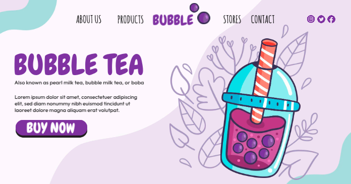 Purple Bubble Tea Facebook Post Template | PosterMyWall