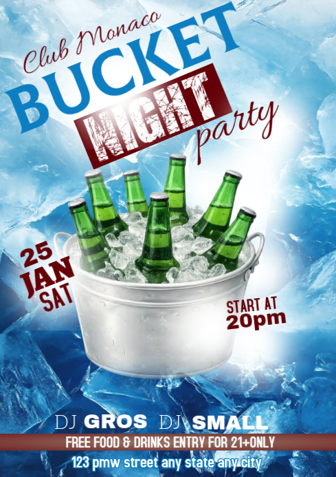 Bucket Collection Flyer Bucket night party flyer Template | PosterMyWall