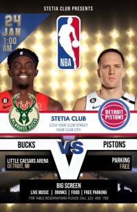 BUCKS vs PISTONS, NBA Tabloide template