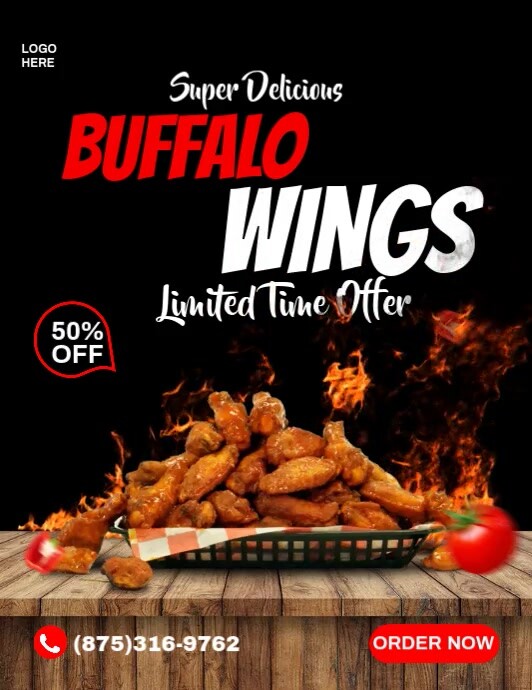Wing Design Ad Buffalo Wings Ads Template | PosterMyWall