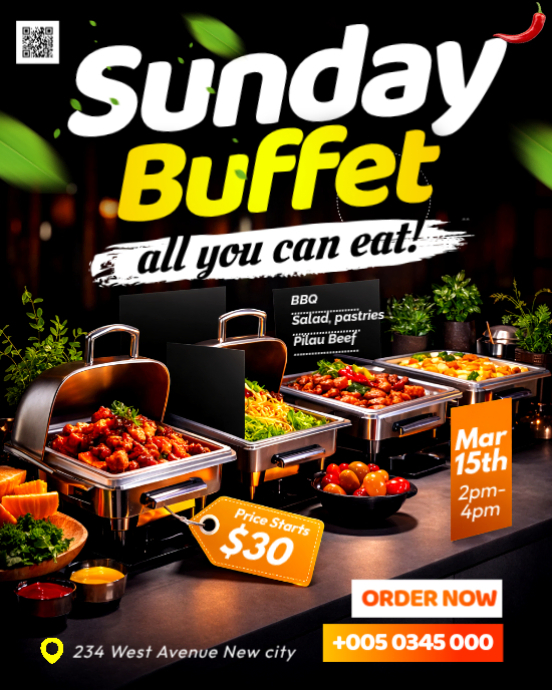 Buffet all you can eat catering sunday invitation social media ...