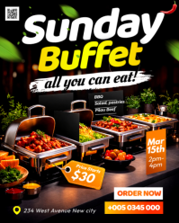 Buffet all you can eat catering Sunday invitation social media advertisement online poster flyer te Instagram Portrait template
