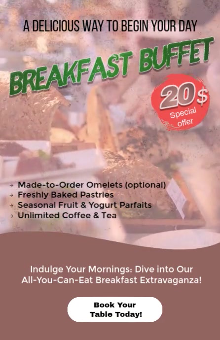 Buffets Advertisement buffet Breakfast ad Template | PosterMyWall