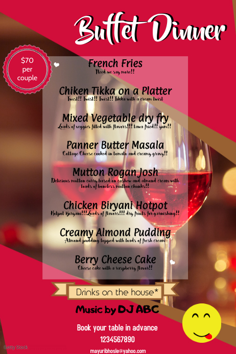 Buffet Dinner Menu Template PosterMyWall, 41% OFF