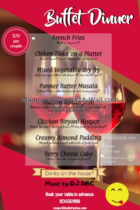 Buffet Dinner Menu Template Postermywall