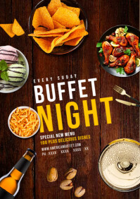 Brown Buffet Night A5 Template