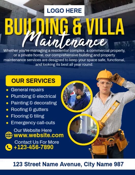 Building & Villa Maintenance Ulotka (US Letter) template
