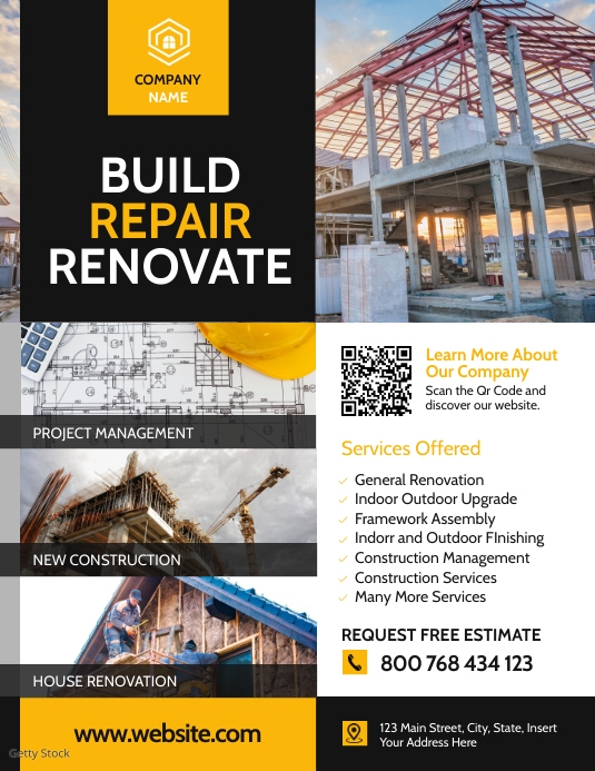 building and construction services advertisin Template | PosterMyWall
