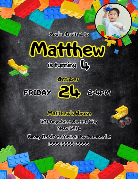 Building blocks Lego Birthday Invitation Template PosterMyWall