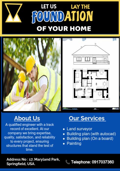 Building construction engineering flyer ads Template | PosterMyWall