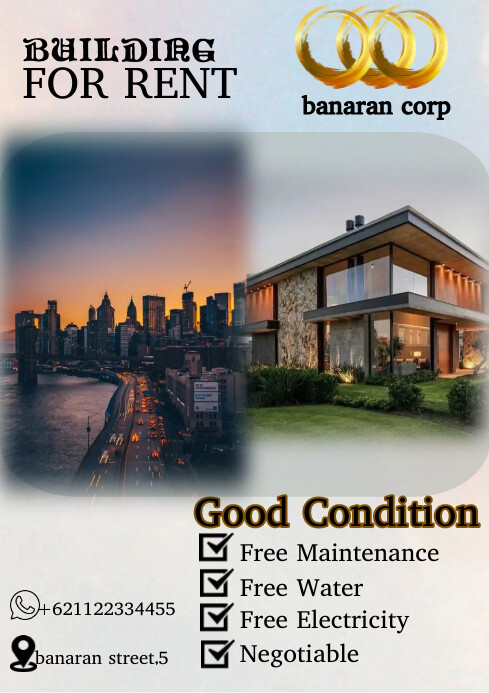 Plantilla de Building For Rent | PosterMyWall