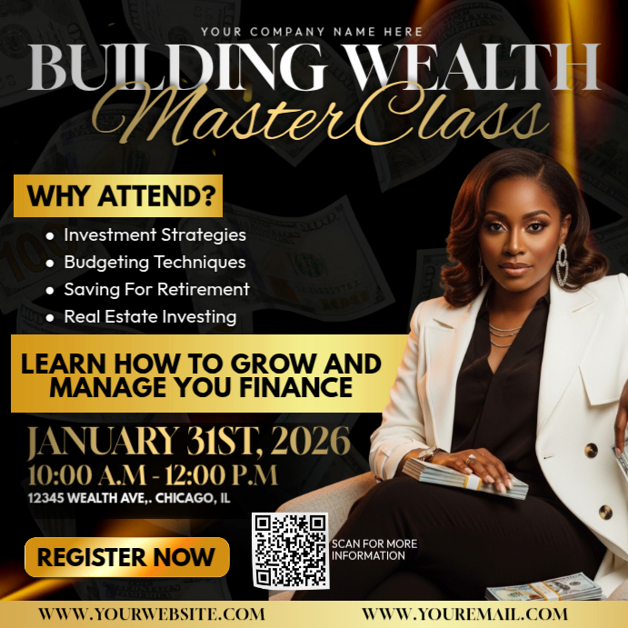 BUILDING WEALTH MASTERCLASS Template | PosterMyWall
