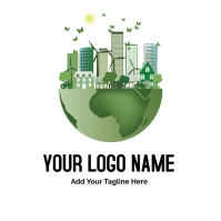 Builds And Trees Earth Illustration, Energy Conservation Logo template