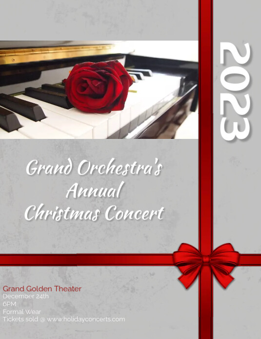 bulletin, program, concert, christmas, holiday, navidad, recital, piano, musica Flyer (US Letter) template