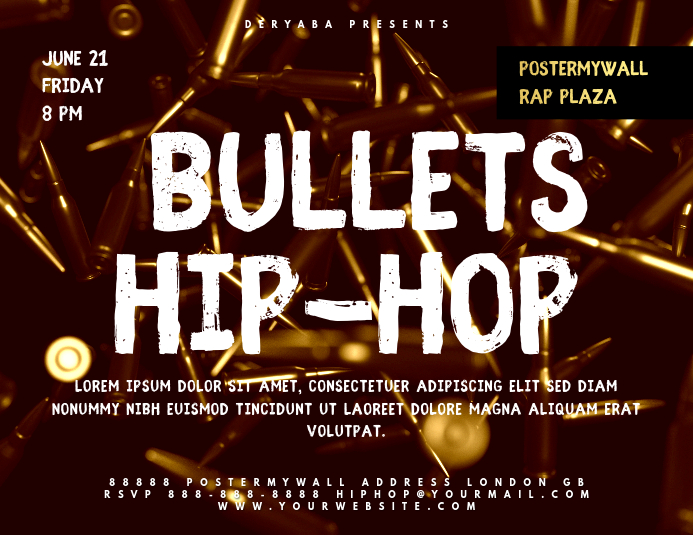 Flyer With Bullets Copy of Bullets Rap Hip-Hop Landscape Flyer Template | PosterMyWall