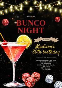Bunco and Wine Night Birthday Invitation A6 template