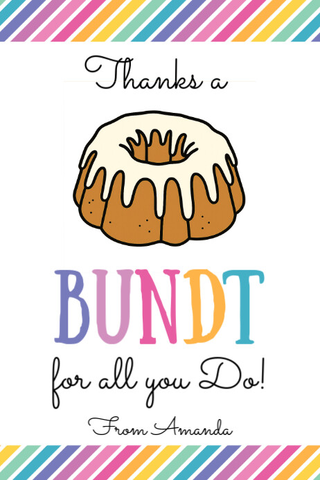 Bundt Cake Gift Tag, Bundt cake Transparent 4 stopy × 6 stóp template