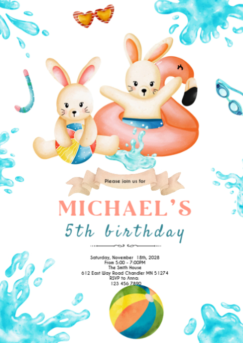 Children's Birthday Party A6 Template | PosterMyWall