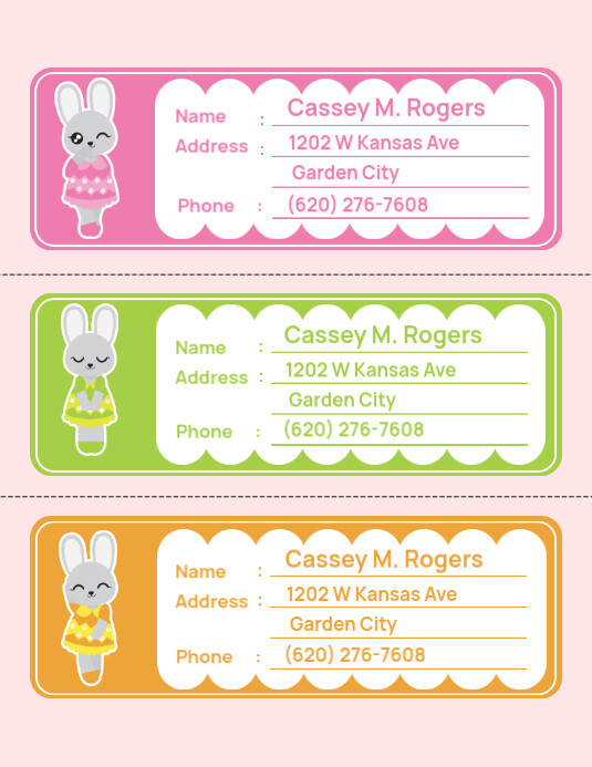 Bunny School Tag Template | PosterMyWall