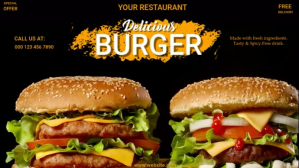 สีดำ Burger Promotion Digitalt display Template