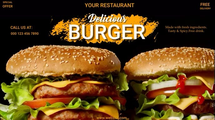 burger,fast food, delicious burger,restaurant Digital Display (16:9) template