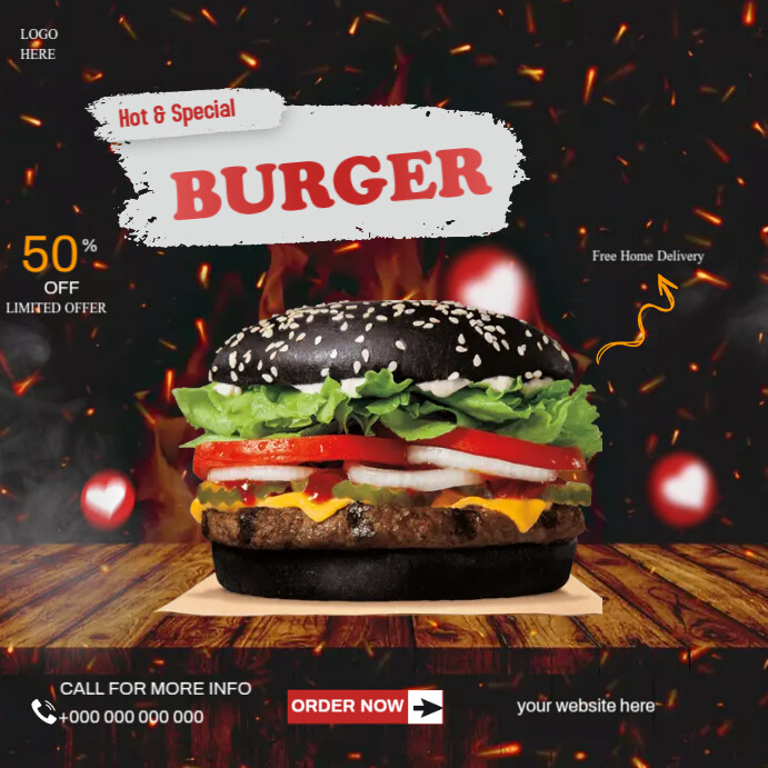 Burger Ads Instagram Post template