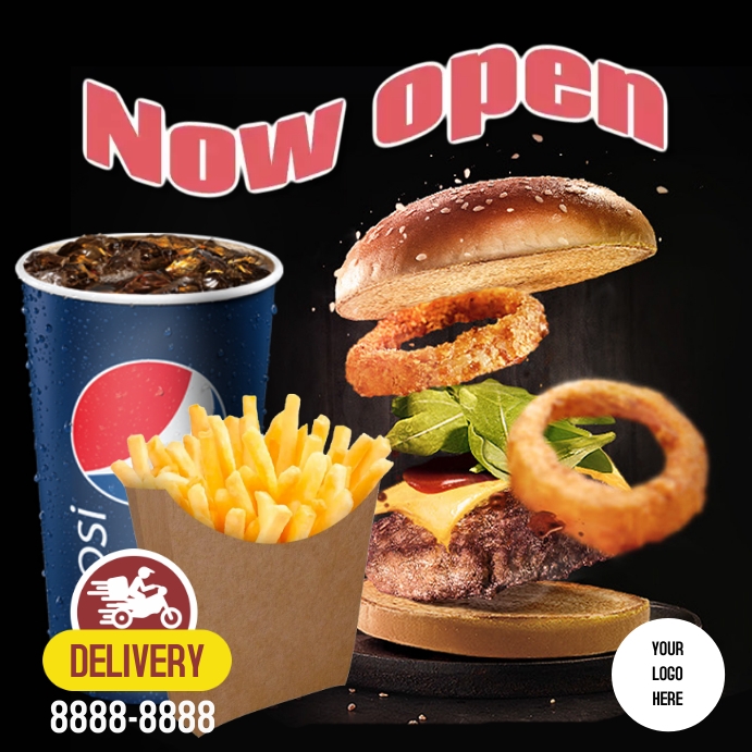 Burger and fries Delivery Instagram Post template
