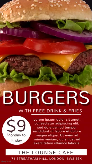 Burger Bar Video Template Digitale Vertoning (9:16)