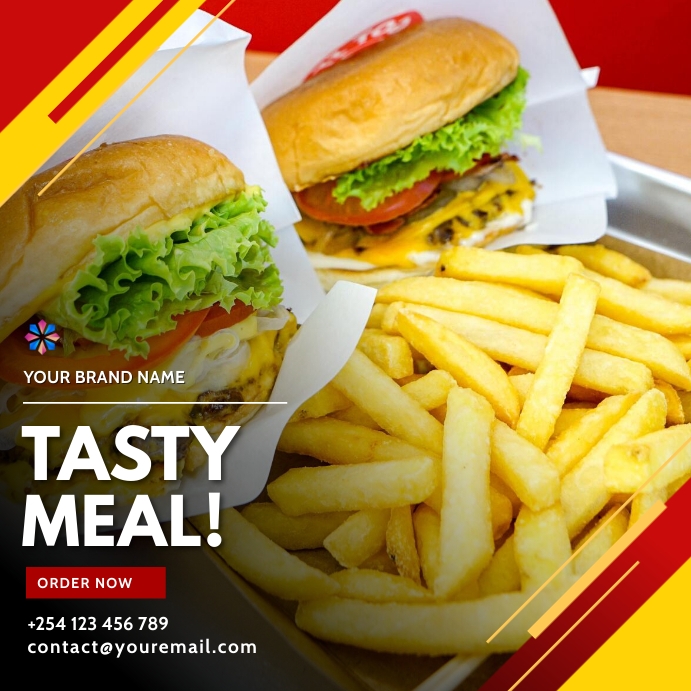 burger chips food menu restaurant sale flyer Quadrat (1:1) template